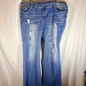 Ariya Jeans Womens Size 18 Straight Leg Y2K Faded Whiskering Fits 38x32 Blue